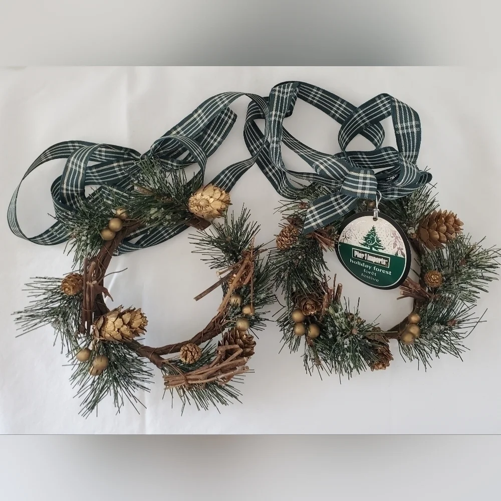 Set Of 2 Vintage Pier 1 Holiday Forest Candle Rings